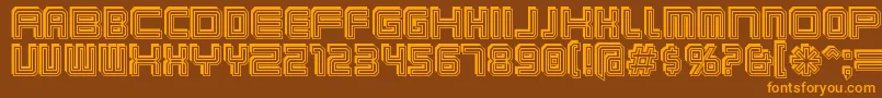 Karnivos-Schriftart – Orangefarbene Schriften auf braunem Hintergrund