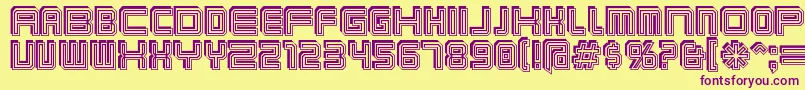 Karnivos-Schriftart – Violette Schriften auf gelbem Hintergrund