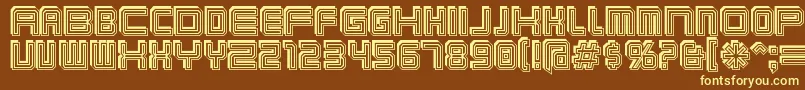 Karnivos-fontti – keltaiset fontit ruskealla taustalla
