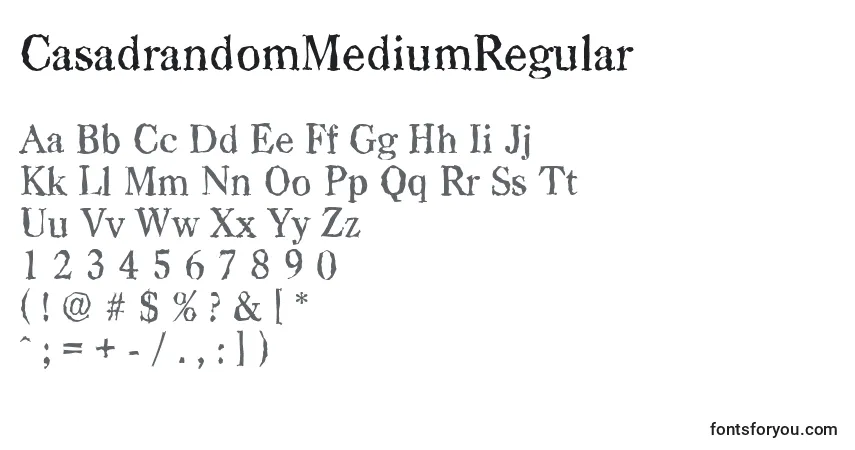 Czcionka CasadrandomMediumRegular – alfabet, cyfry, specjalne znaki