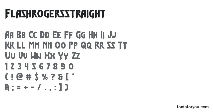 Schriftart Flashrogersstraight – Alphabet, Zahlen, spezielle Symbole