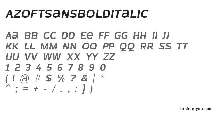Fuente AzoftSansBoldItalic (37468) - alfabeto, números, caracteres especiales