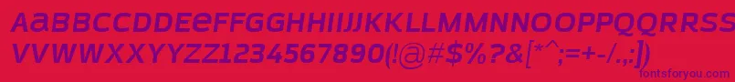 Weitere Informationen zur AzoftSansBoldItalic-Schriftart AzoftSansBoldItalic-Schriftart – Violette Schriften auf rotem Hintergrund