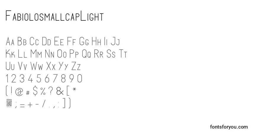 Шрифт FabiolosmallcapLight – алфавит, цифры, специальные символы