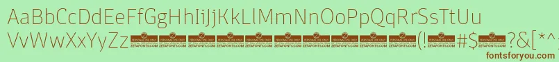 Fonte DomotikaThinTrial – fontes marrons em um fundo verde