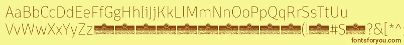 Weitere Informationen zur DomotikaThinTrial-Schriftart DomotikaThinTrial-Schriftart – Braune Schriften auf gelbem Hintergrund