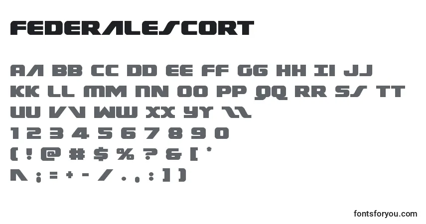 Schriftart Federalescort – Alphabet, Zahlen, spezielle Symbole