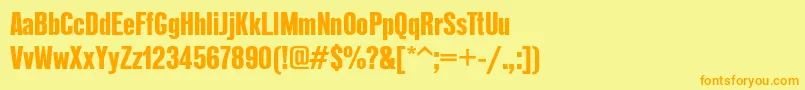 フォントReformagroteskboldc – オレンジの文字が黄色の背景にあります。