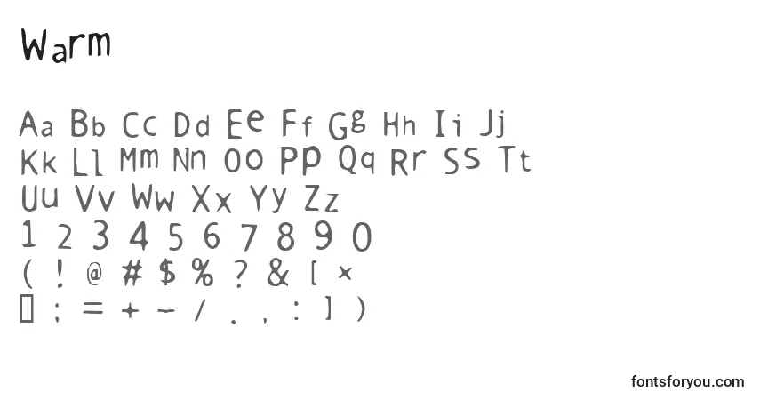 Шрифт Warm – алфавит, цифры, специальные символы
