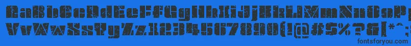 OvrkllGrunge-Schriftart – Schwarze Schriften auf blauem Hintergrund