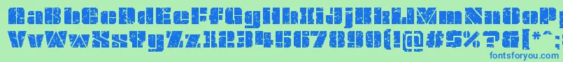 OvrkllGrunge Font – Blue Fonts on Green Background