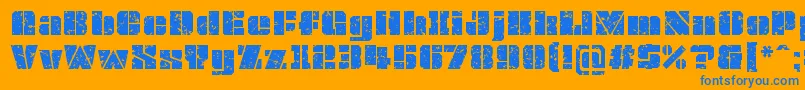 OvrkllGrunge Font – Blue Fonts on Orange Background