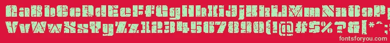 OvrkllGrunge Font – Green Fonts on Red Background