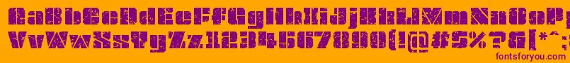 OvrkllGrunge-Schriftart – Violette Schriften auf orangefarbenem Hintergrund