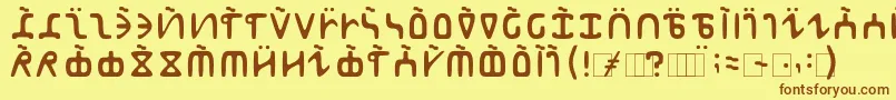 フォントAbur – 茶色の文字が黄色の背景にあります。