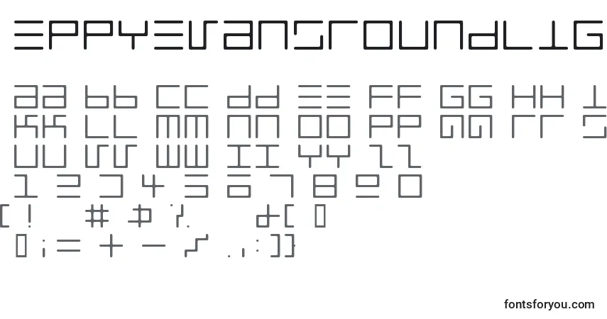 Czcionka EppyEvansRoundLight – alfabet, cyfry, specjalne znaki