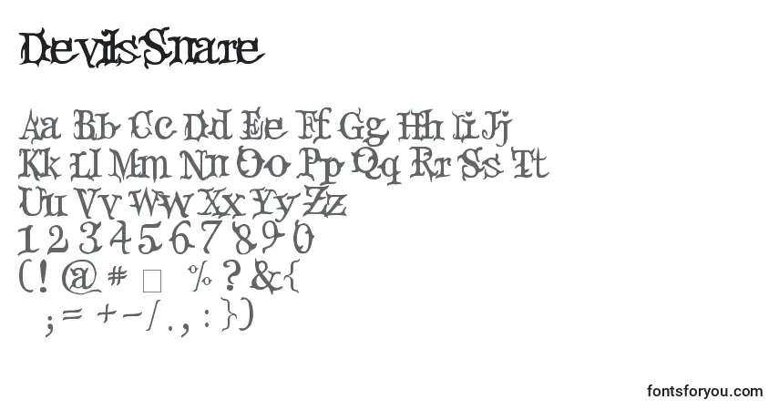 Czcionka DevilsSnare – alfabet, cyfry, specjalne znaki