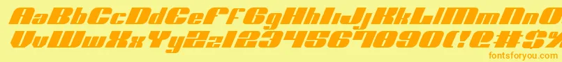 フォントNoloContendreItalic – オレンジの文字が黄色の背景にあります。