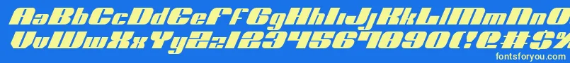 NoloContendreItalic-fontti – keltaiset fontit sinisellä taustalla