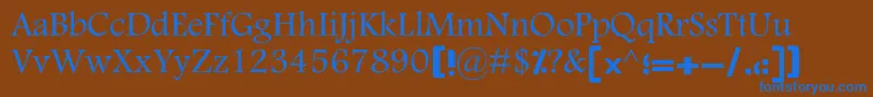 MotkenKSina-Schriftart – Blaue Schriften auf braunem Hintergrund