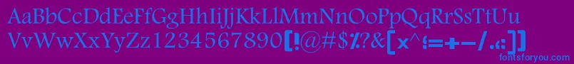 MotkenKSina-Schriftart – Blaue Schriften auf violettem Hintergrund