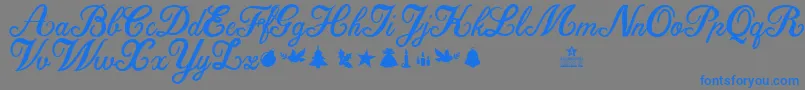 ChristmasTimePersonalUse-Schriftart – Blaue Schriften auf grauem Hintergrund