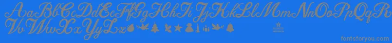 ChristmasTimePersonalUse-Schriftart – Graue Schriften auf blauem Hintergrund