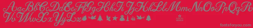 Weitere Informationen zur ChristmasTimePersonalUse-Schriftart ChristmasTimePersonalUse-Schriftart – Graue Schriften auf rotem Hintergrund