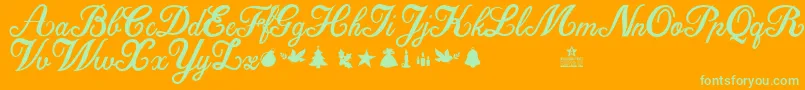 ChristmasTimePersonalUse-Schriftart – Grüne Schriften auf orangefarbenem Hintergrund