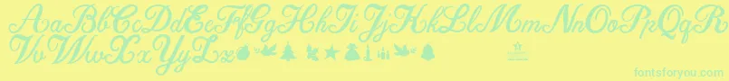 フォントChristmasTimePersonalUse – 黄色い背景に緑の文字