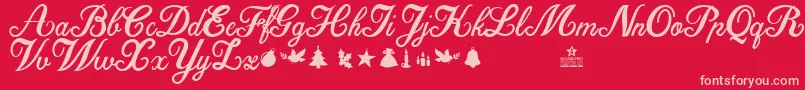 ChristmasTimePersonalUse Font – Pink Fonts on Red Background