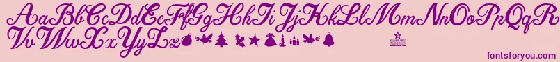 ChristmasTimePersonalUse-Schriftart – Violette Schriften auf rosa Hintergrund