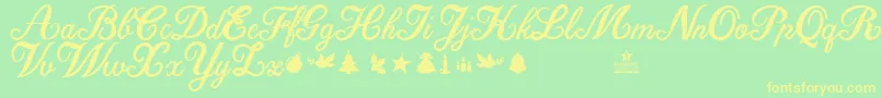 Fonte ChristmasTimePersonalUse – fontes amarelas em um fundo verde