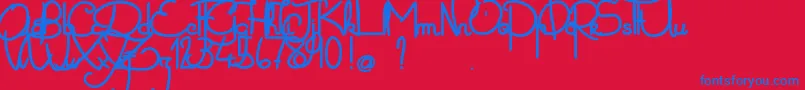 フォントZoaElephantesque – 赤い背景に青い文字