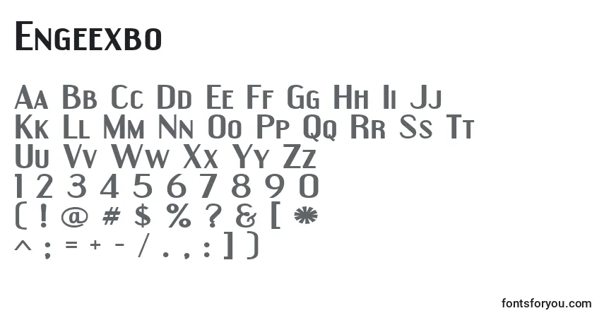 Engeexbo-fontti – aakkoset, numerot, erikoismerkit