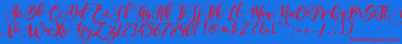PerfumeClassicDemoVersion-fontti – punaiset fontit sinisellä taustalla
