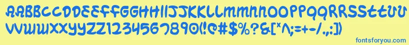 MagicBeansCondensed Font – Blue Fonts on Yellow Background