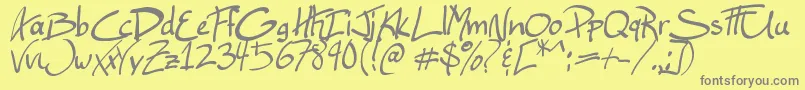 EllianarelleSPath-Schriftart – Graue Schriften auf gelbem Hintergrund