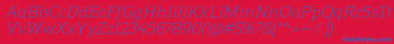 Fonte ReganslabLightitalic – fontes azuis em um fundo vermelho