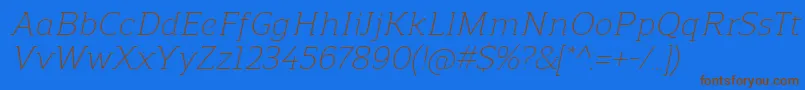 ReganslabLightitalic Font – Brown Fonts on Blue Background