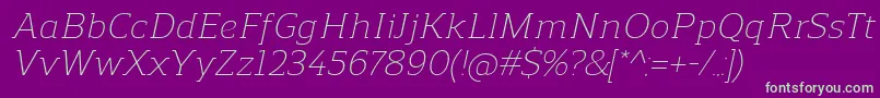 fuente ReganslabLightitalic – Fuentes Verdes Sobre Fondo Morado