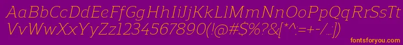 ReganslabLightitalic Font – Orange Fonts on Purple Background
