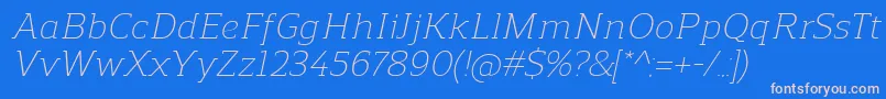 Police ReganslabLightitalic – polices roses sur fond bleu