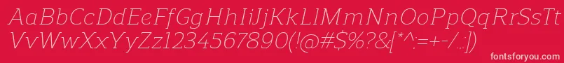 ReganslabLightitalic Font – Pink Fonts on Red Background
