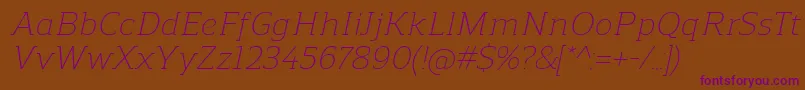 fuente ReganslabLightitalic – Fuentes Moradas Sobre Fondo Marrón