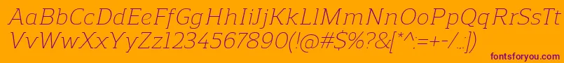 ReganslabLightitalic Font – Purple Fonts on Orange Background