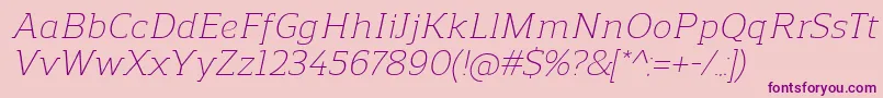 Fonte ReganslabLightitalic – fontes roxas em um fundo rosa