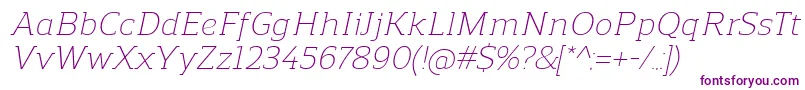 Police ReganslabLightitalic – polices violettes sur fond blanc