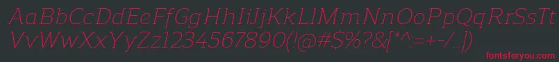 Fonte ReganslabLightitalic – fontes vermelhas em um fundo preto