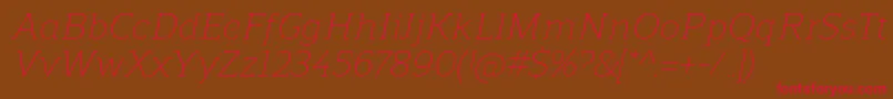 Fonte ReganslabLightitalic – fontes vermelhas em um fundo marrom